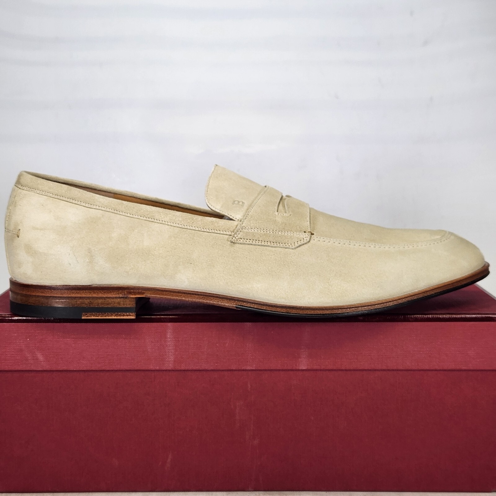 Pre-owned Bally Size 12 -  Webb Loafer - Fossil 22 Beige - Calf Suede