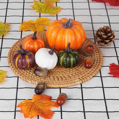 162Pcs Thanksgiving Fall Harvest Mini Pumpkin Decor Set for Home Kitchen Table