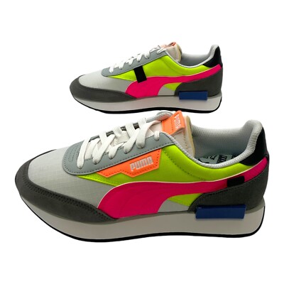 Puma Future Rider Play On Sneaker White-Castlerock-Yellow US Women's 8