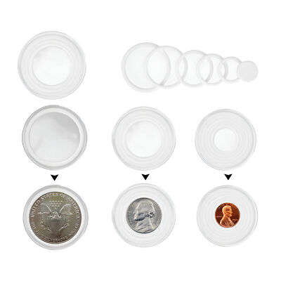 20pcs 46mm Clear Coin Storage Box Round Plastic Case Capsules Container Holder