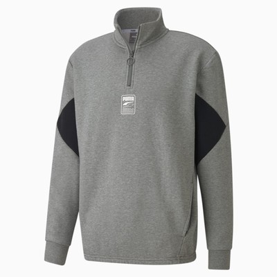 

Мужская флисовая толстовка с капюшоном Puma Grey Rebel Half Zip, Gray/black/white