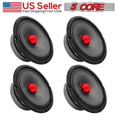 5Core 4 Pcs 6.5'' Car Audio Speaker with Bullet 1000W 4 Ohm Mid-Range Loudspeaker