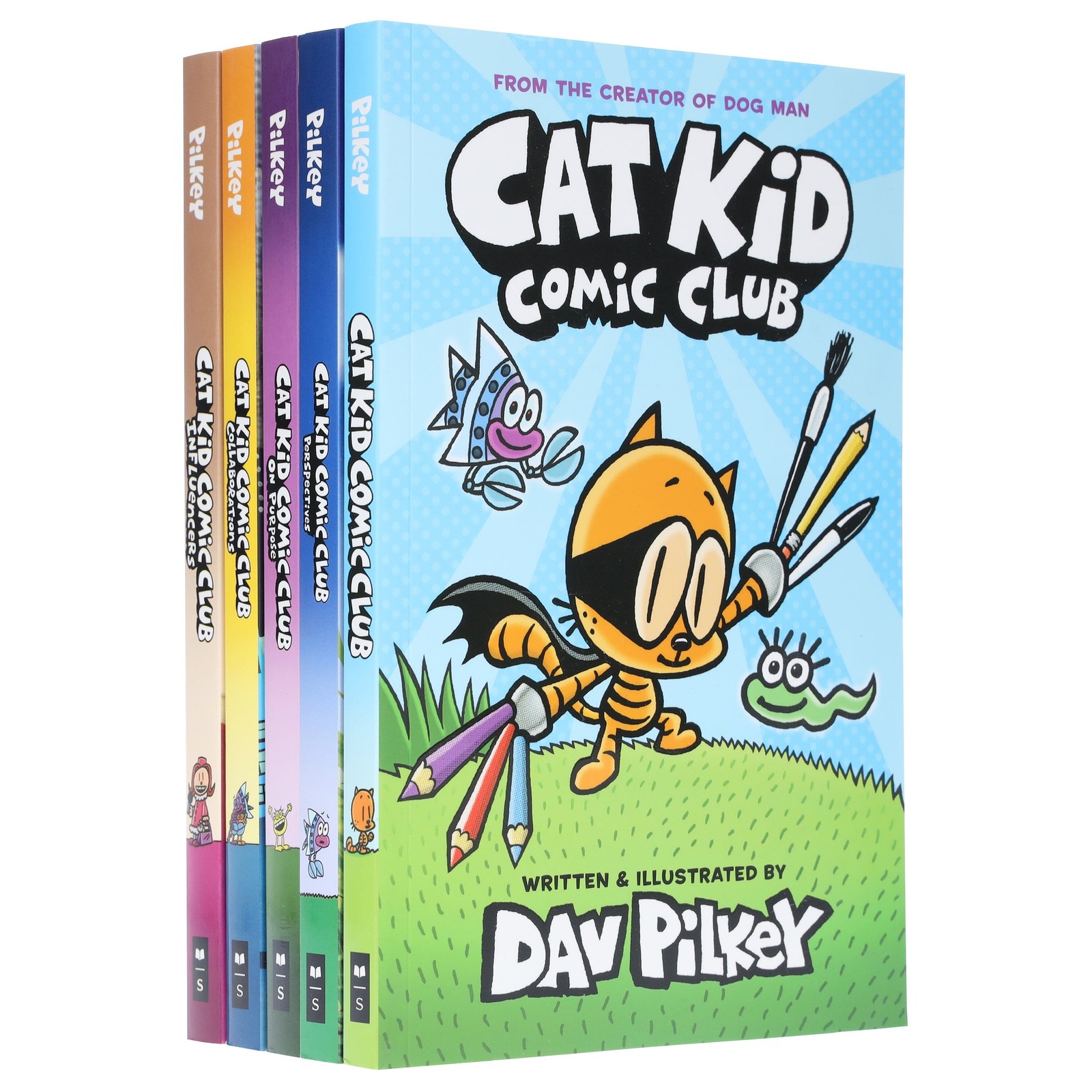 Cat Kid Comic Club By Dav Pilkey: illustrated 5 Books - Ages 6-12 - Paperback