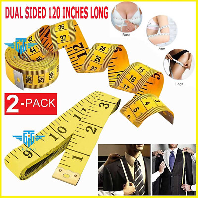 2PCS 120'' Body Measuring Ruler Sewing Cloth Tailor Tape Measure Seamstress Soft