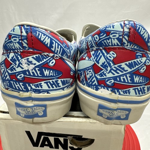 Pre-owned Vans Marc By Marc Jacobs X  Slip On Logo Skate Shoe Sneakers Sz 12 Us Blue Red
