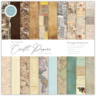 Craft Consortium Double-Sided Paper Pad 12''X12'' 30/Pkg-Vintage Emporium, 20 Desi