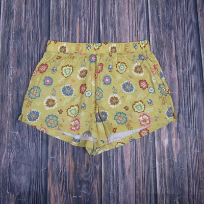 Marine Layer NEW NWT Womens XS Retro Hibiscus Yellow Daydream PJ Shorts Sleep