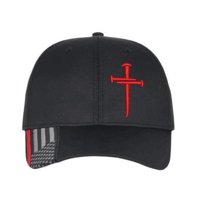 Christian Hats for Men Women Jesus 3 Nail Cross CUSTOM Red Line Hat w/ Red Cross