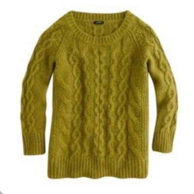 J.CREW Alpaca Wool Green Cable Knit 
