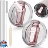ANTAND 40oz Flip Straw Leak Proof Lid for Stanley Cup Accessories, 2 Pack No Spill Lid Replacement 40 oz Tumbler Detachable Cover Topper for Stanley Protour Lids(Quartz,Quartz)