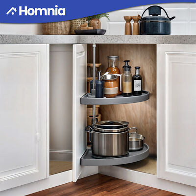 28'' 2 Tier Lazy Susan Shelves Under Kitchen Corner Cabinet Pantry Rack Organizer