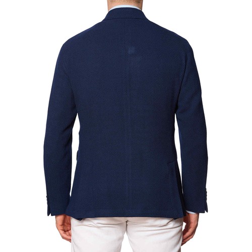 Pre-owned Sartoria Partenopea "guabello" Blue Wool Db Jacket Current Model