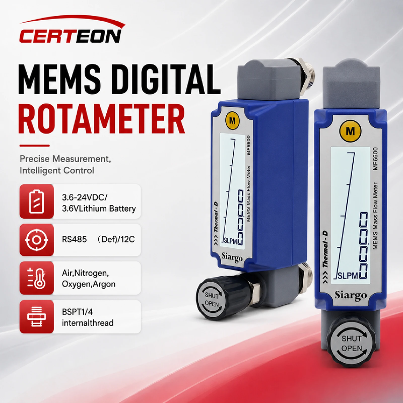 MEMS Digital Rotameter MF6600 High Accuracy Adjustable Gas Flow Meter 0-70SLPM R