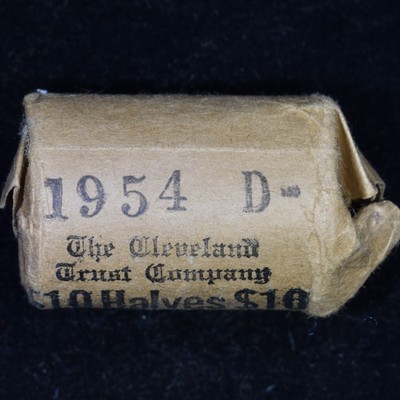 1954-D FRANKLIN HALF DOLLAR ROLL   100% ORIGINAL   50C SILVER 20 COIN $10 UNC E