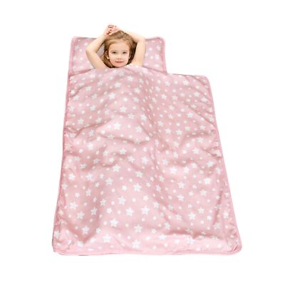 Moonsea Toddler Nap Mat Pink, Removable Pillow and Fleece Minky Blanket, Ligh...