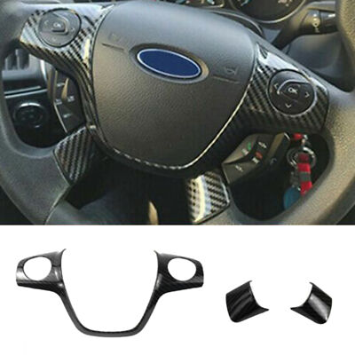 3x Carbon fiber color Steering Wheel Cover Fits For ford Focus Escape Kuga c-max