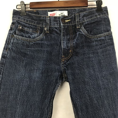 Levis 505 Boys Jeans Blue Denim Dark Wash Straight Leg Size 16 Regular Fit 28x28