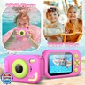 Kids Camera Waterproof, IP68 Underwater Camera for Kids Aged 3-12, HD Kids Digital Camera with 1080P Video Recording, Durable ABS Material, Pool Toys for Boys Girls with 32GB Card (Pink)