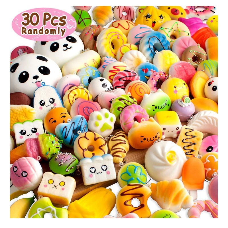30Pcs Kawaii Squishy Toys Slow Rising Fidget Stress Balls Party