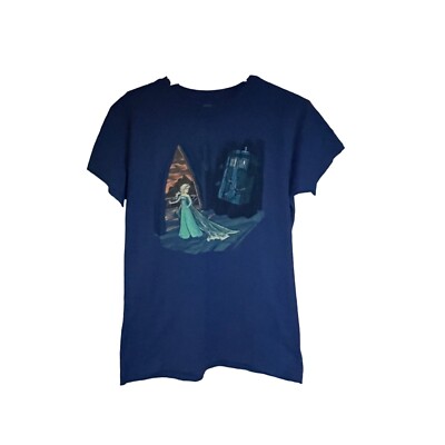 TeeFury Dr Who Womens Junior Blue Graphic Mashup Novelty T-Shirt 3XL Stretch New