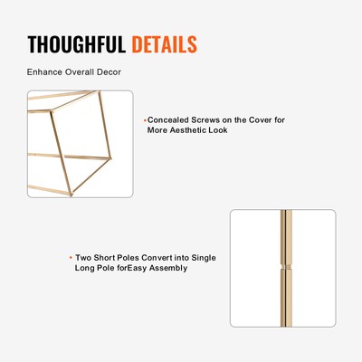 VEVOR 2PCS 31.5inch Wedding Flower Stand Metal Gold Rectangular Display Rack