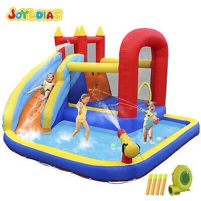 Inflatable Kids Water Slide Jumper Bounce House w/Blower,Water Guns Splash Pool