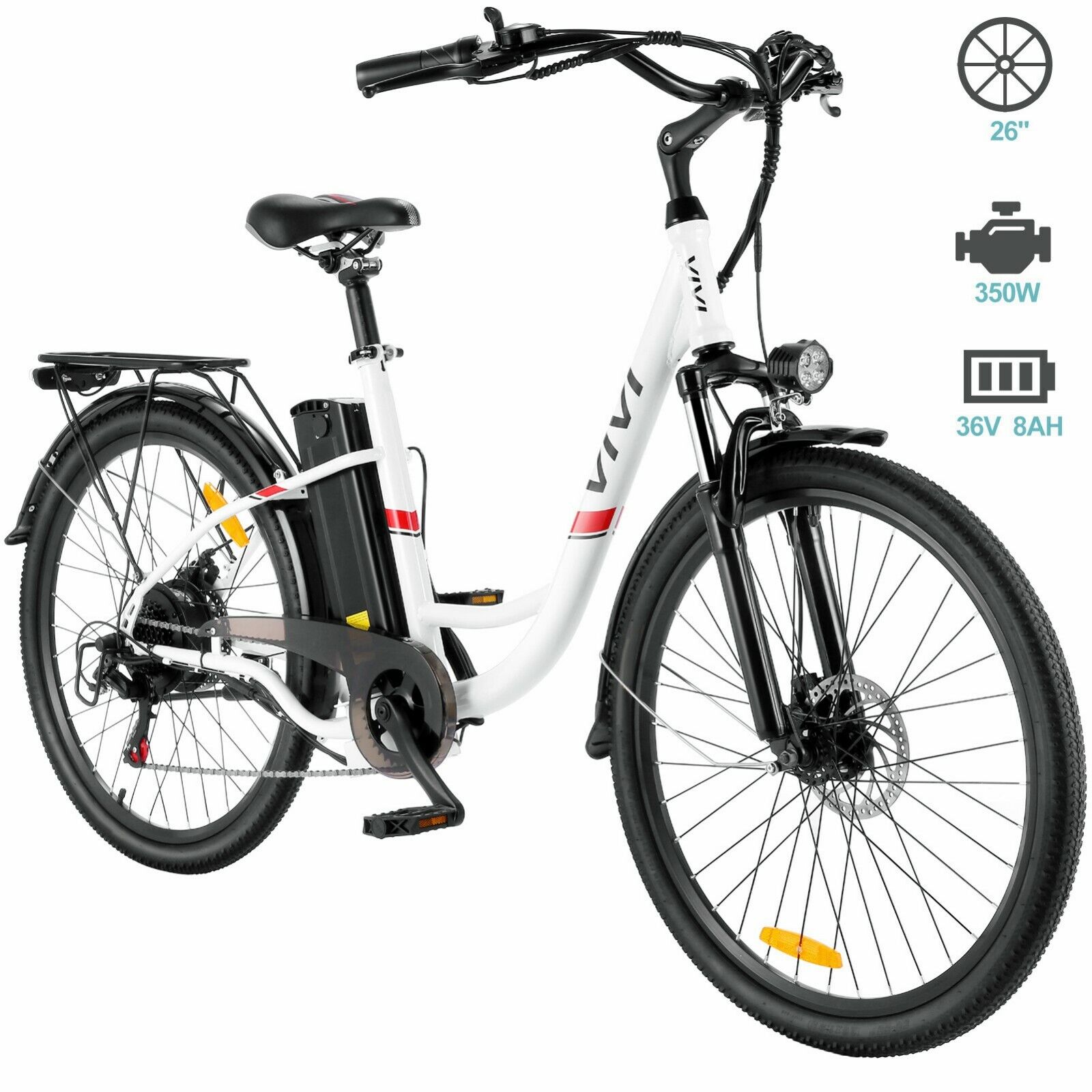 Electric Bicycle for Sale: 26" Electric Bike 36V 350WElectric Bicycle e-Bike 7 speed Removable Battery 2022 in Hacienda Heights, California