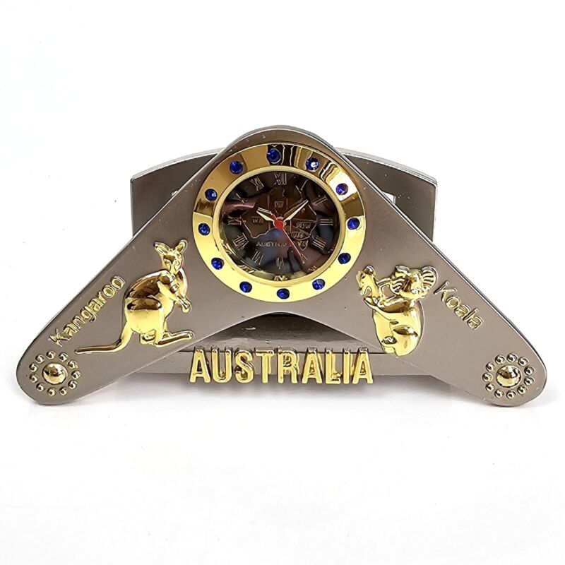 Desk Business Card Holder Clock Map Boomerang Kangaroo Koala Australia