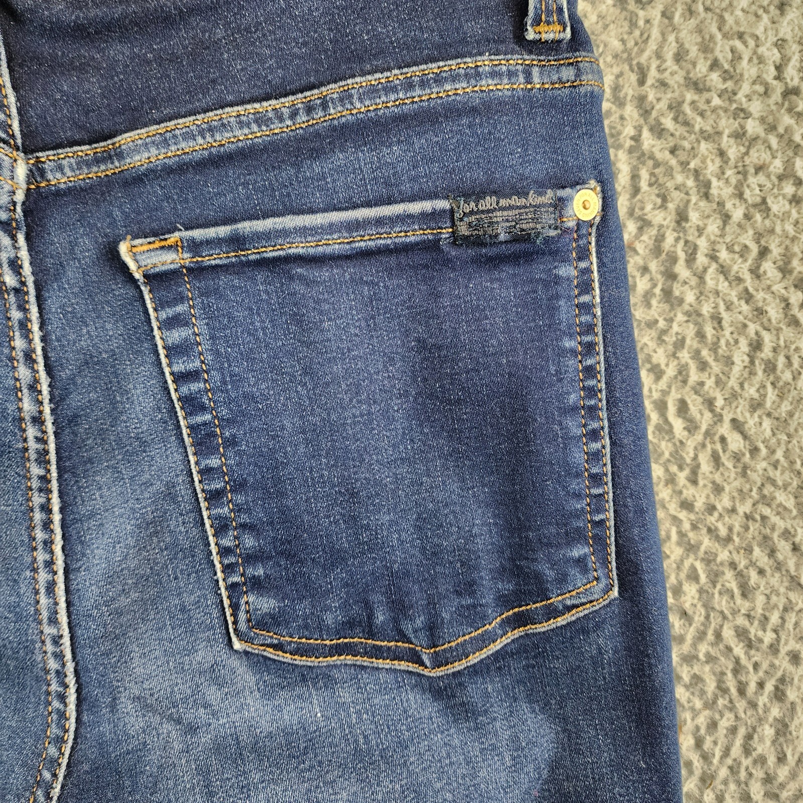 7 For All Mankind High Waist Ankle Skinny Jeans Women's 26 Blue Denim 5-Pockets - Picture 11 of 14