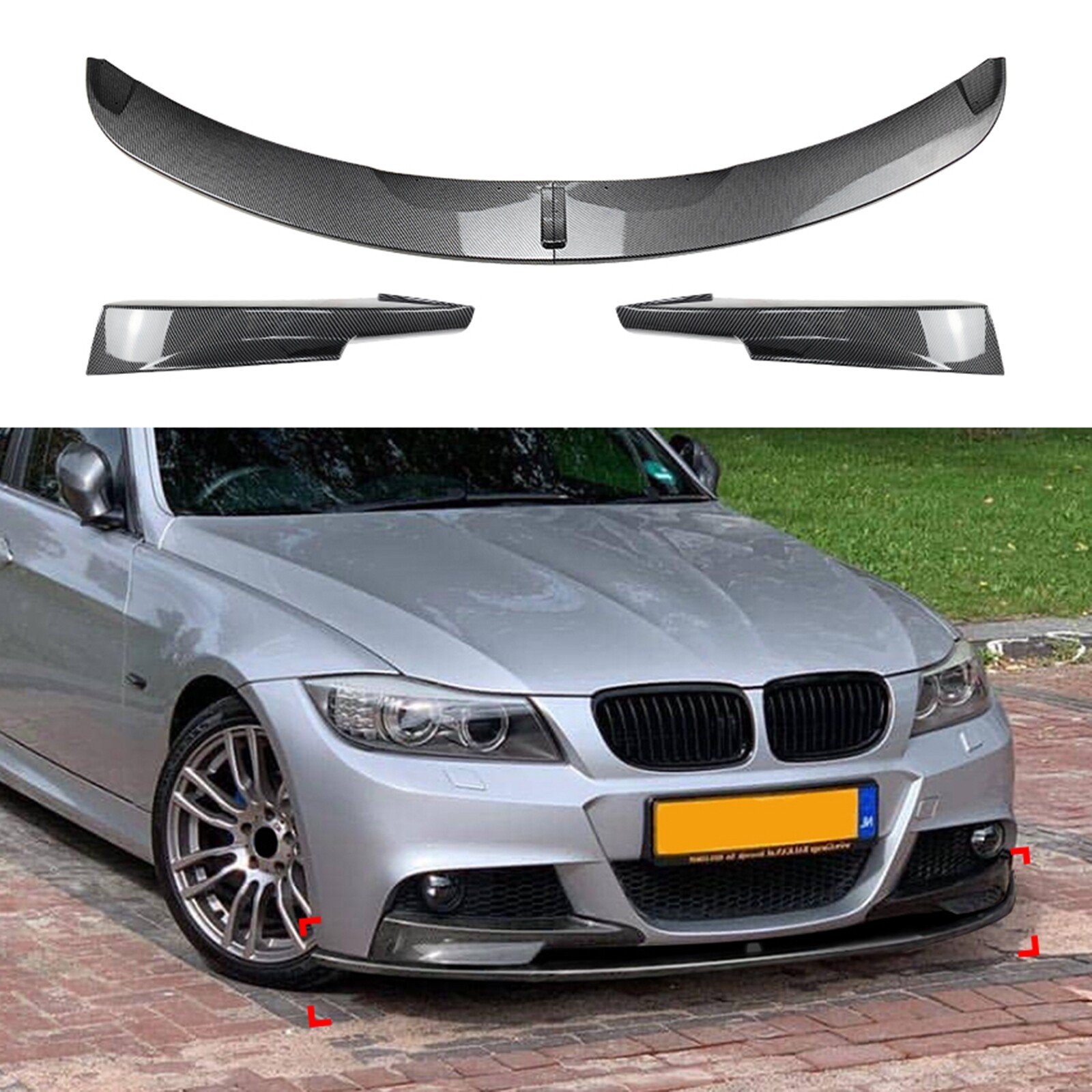 Front Bumper Spoiler For BMW 3 Series E90 E91 LCI M Sport 325i