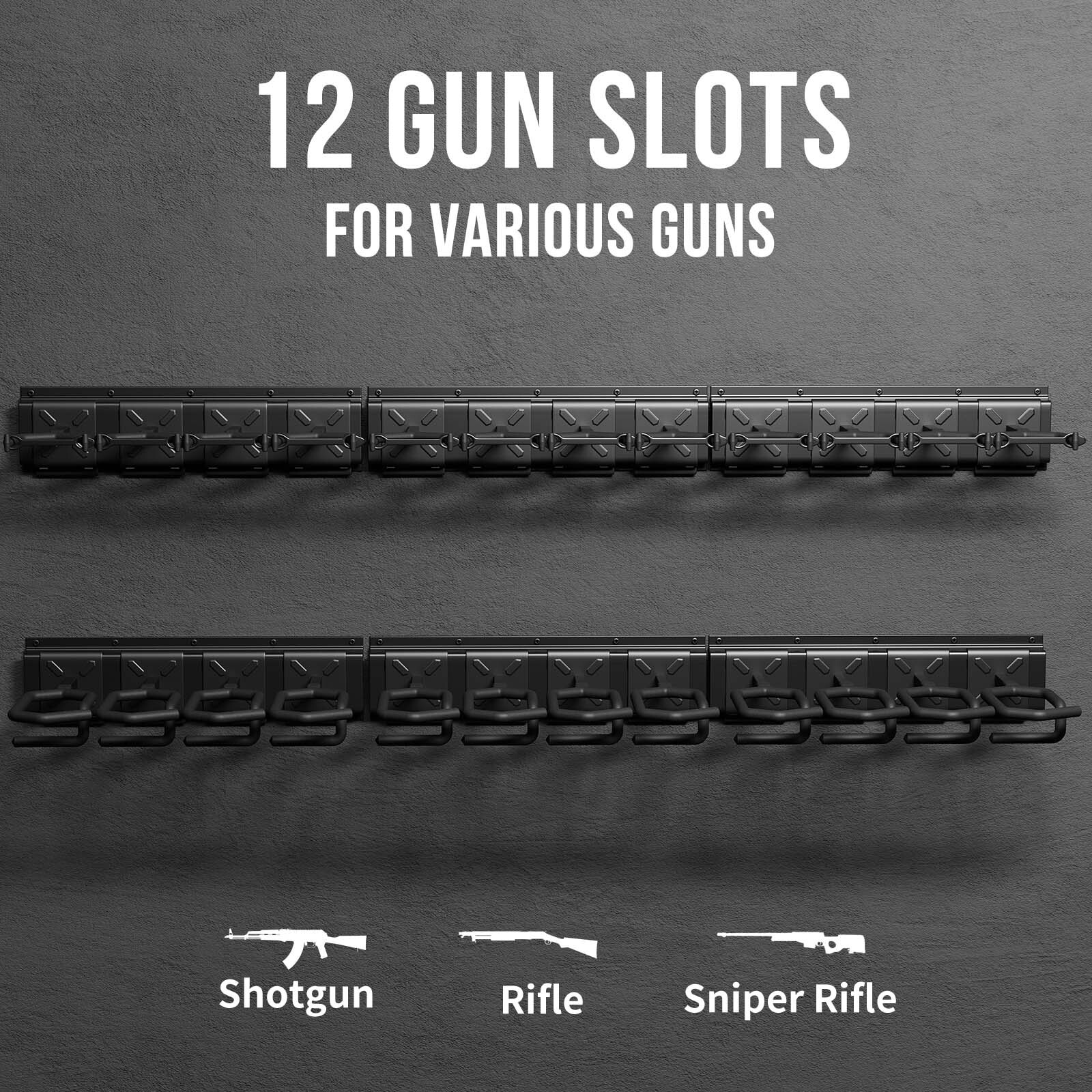 Gun Rack Wall Mount Metal Shotgun Rack Adjustable Rifle Display Storage Holder 