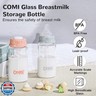 COMI Natural Glass Baby Bottle,Standard Neck Breastmilk Storage Bottle for Fridge,Breast Milk Container,Breast Pump Bottle Compatible with Medela Breast Pump,BPA Free,6PCS (5oz,6 Gray Lids)