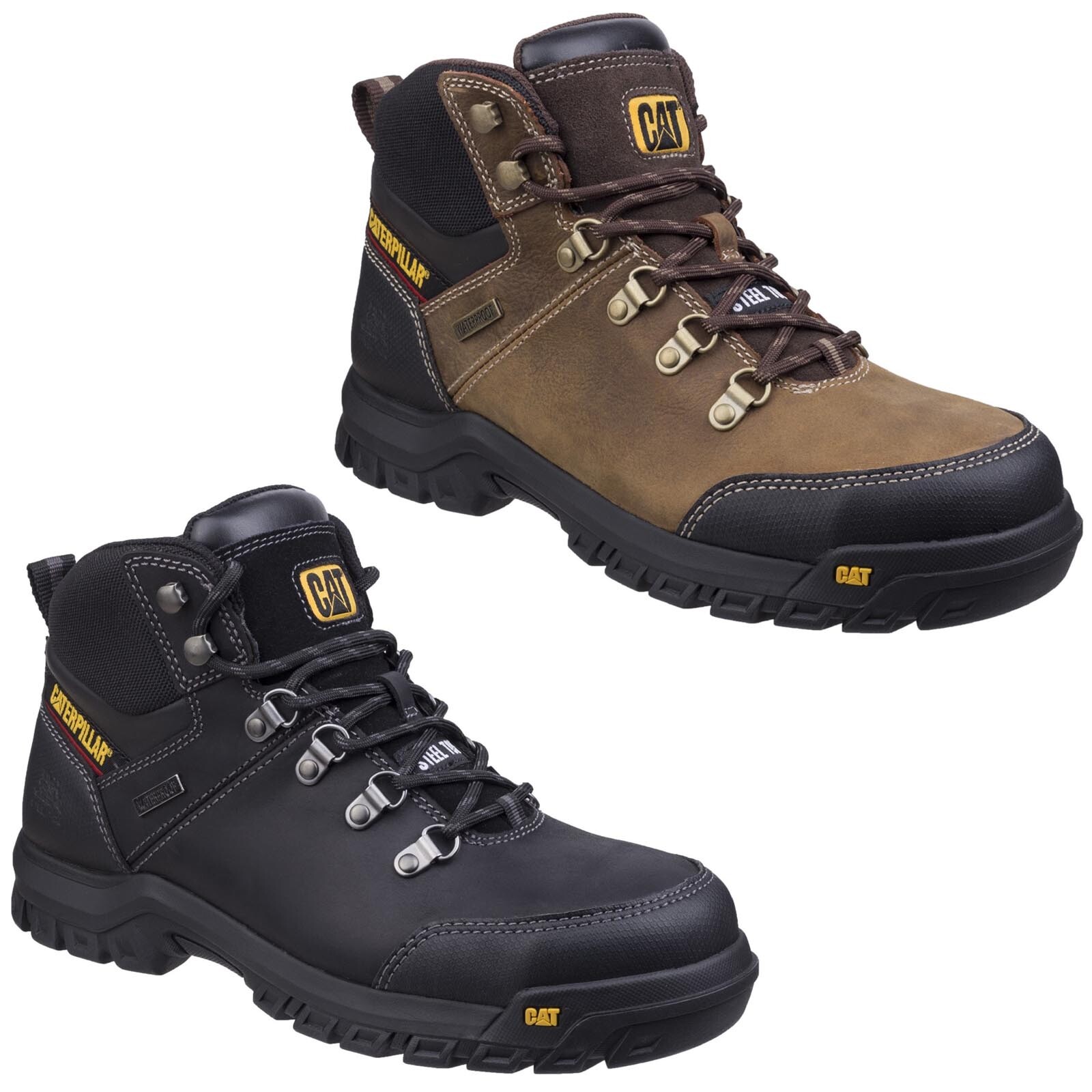 CAT Caterpillar Quadro Sicurezza Stivali Uomo S3 Industrial Acciaio Punta Scarpe | eBay