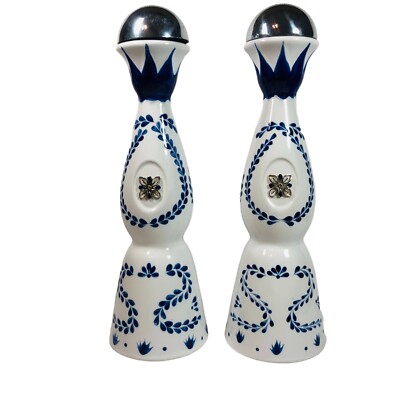 Clase Azul Reposado Tequila White And Blue Empty Bottles 750ml - Lot Of 2