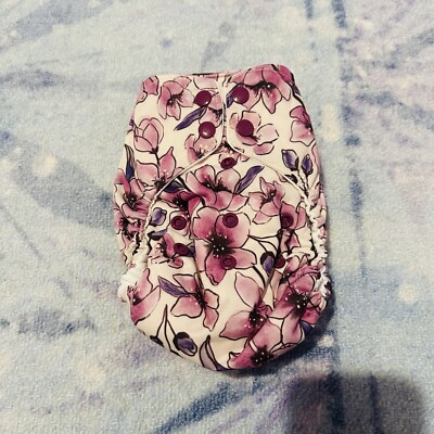 NWT Thirsties One-Size Natural All-In-One OS NAIO Snap Plum Petal Cloth Diaper