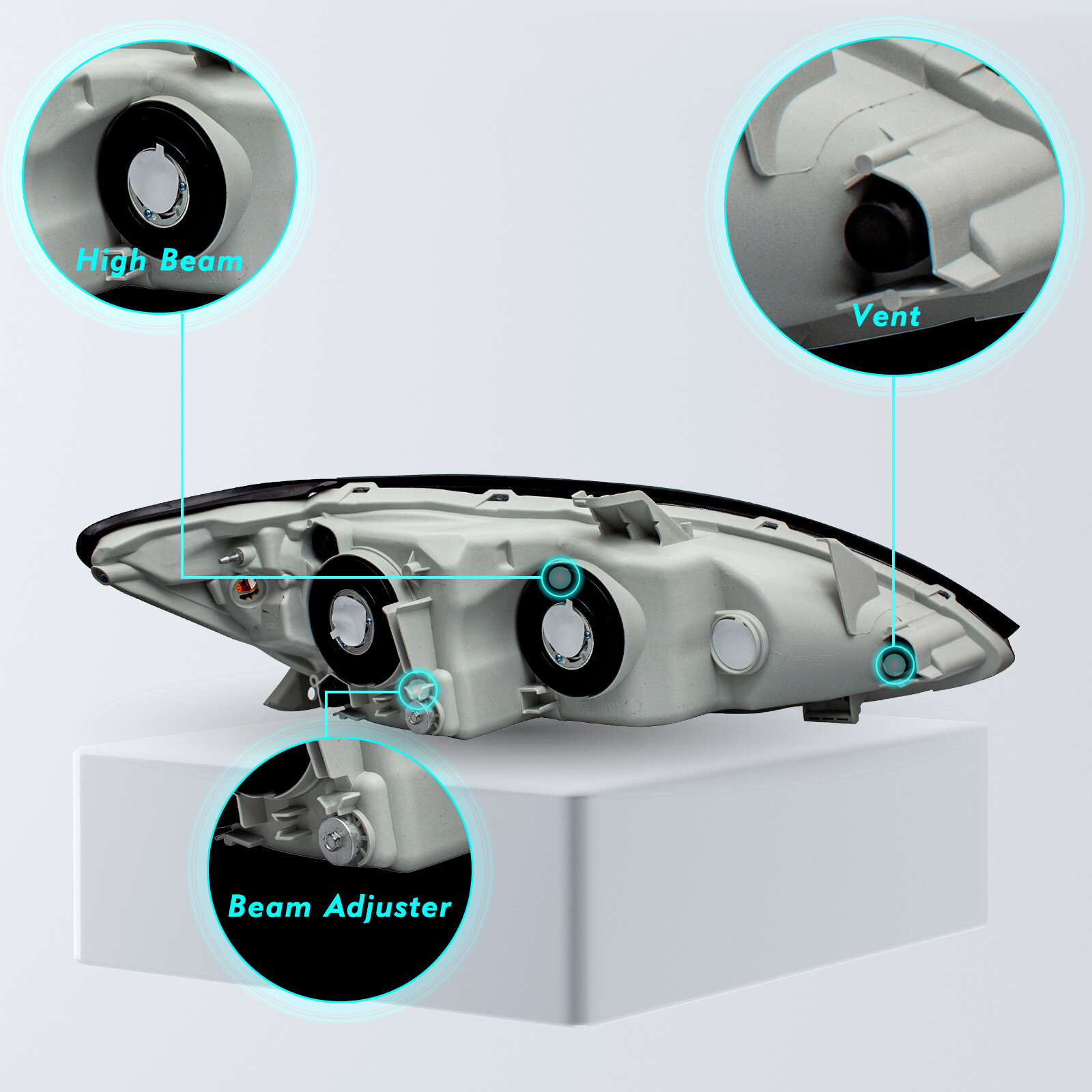 Pair Headlights Assembly for 2005-2006 Toyota Camry LE SE XLE Sedan Black Amber