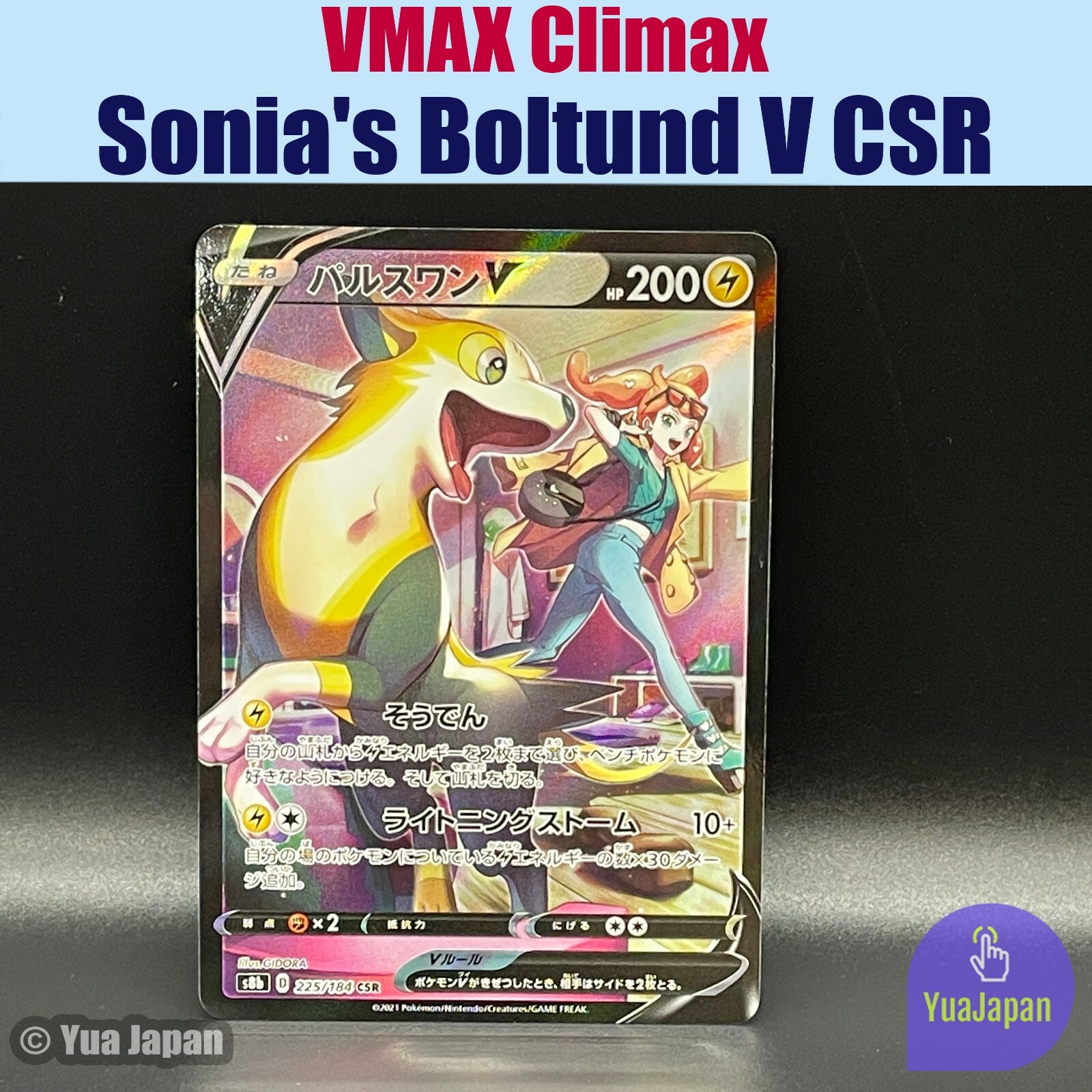 Sonia s Boltund V CSR 225/184 Pokemon Card VMAX Climax s8b