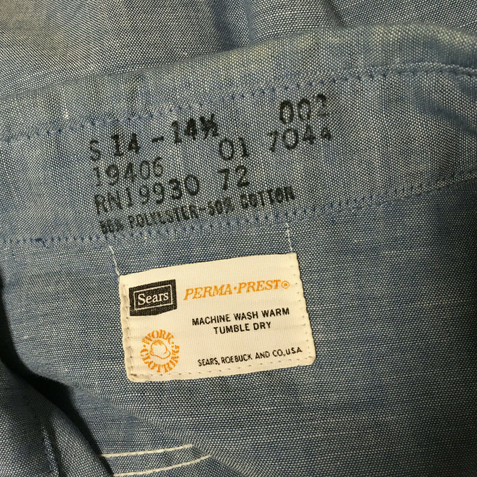 トップス 40s Sears  denim work shirt SEARS DENIM WORK SHIRT - 古着屋 ｜ mushroom(マッシュルーム