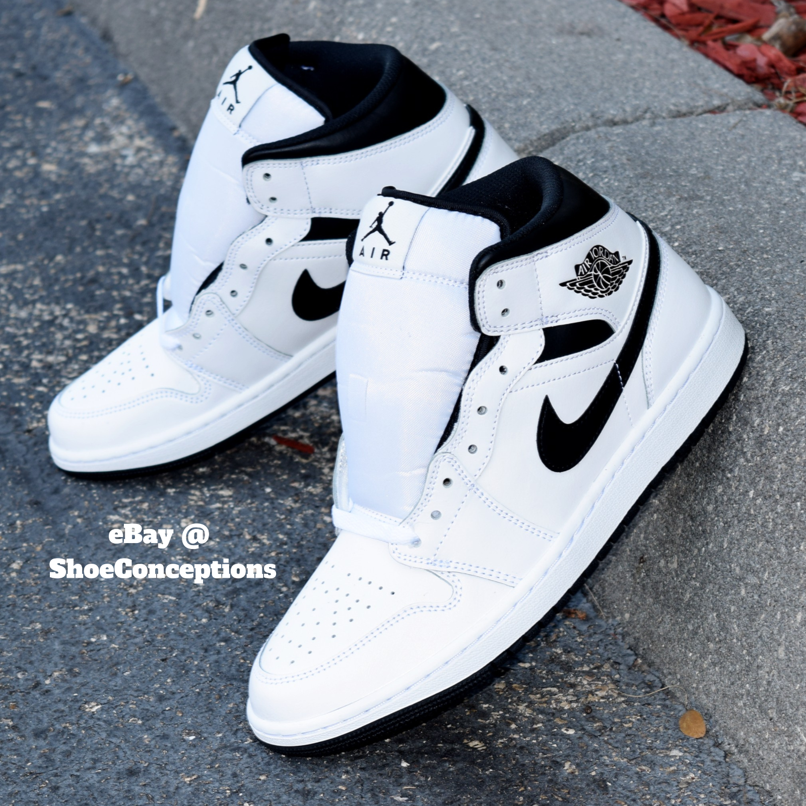 Nike Air Jordan 1 Mid Shoes White Black DQ8426-132 Men's Nike Air Jordan 1 Mid Shoes White Black DQ8426-132 Men's
