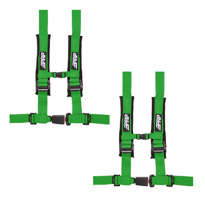 PRP 4.2 Green 4-Point Adjustable 2'' Belt Harness Pair With Auto Style Latch