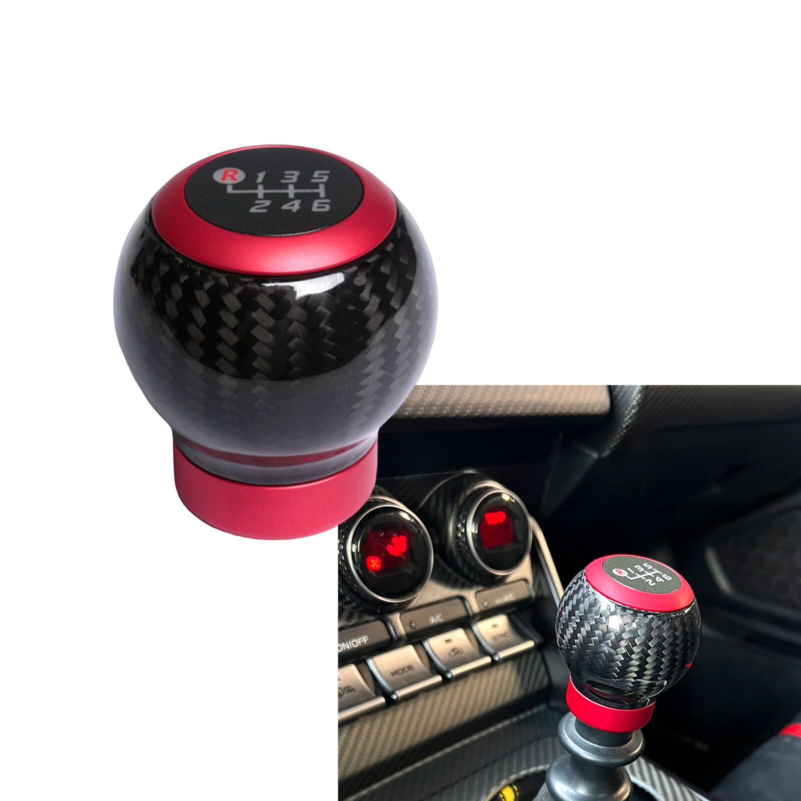 Car Carbon Fiber Gear Shift Knob For Subaru BRZ Toyota GR86 2013