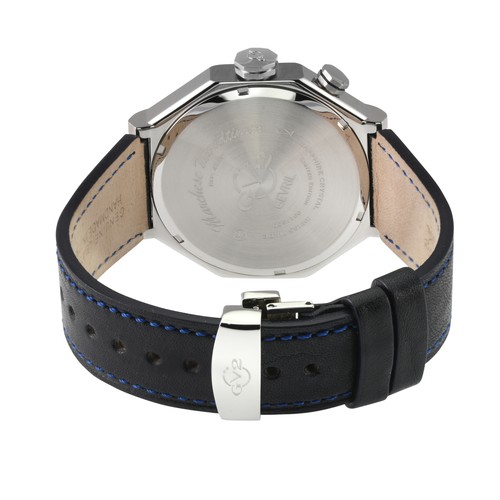 Pre-owned Gv2 By Gevril Men's 42431 Marchese Worldtimer Blue Leather Swiss Wristwatch