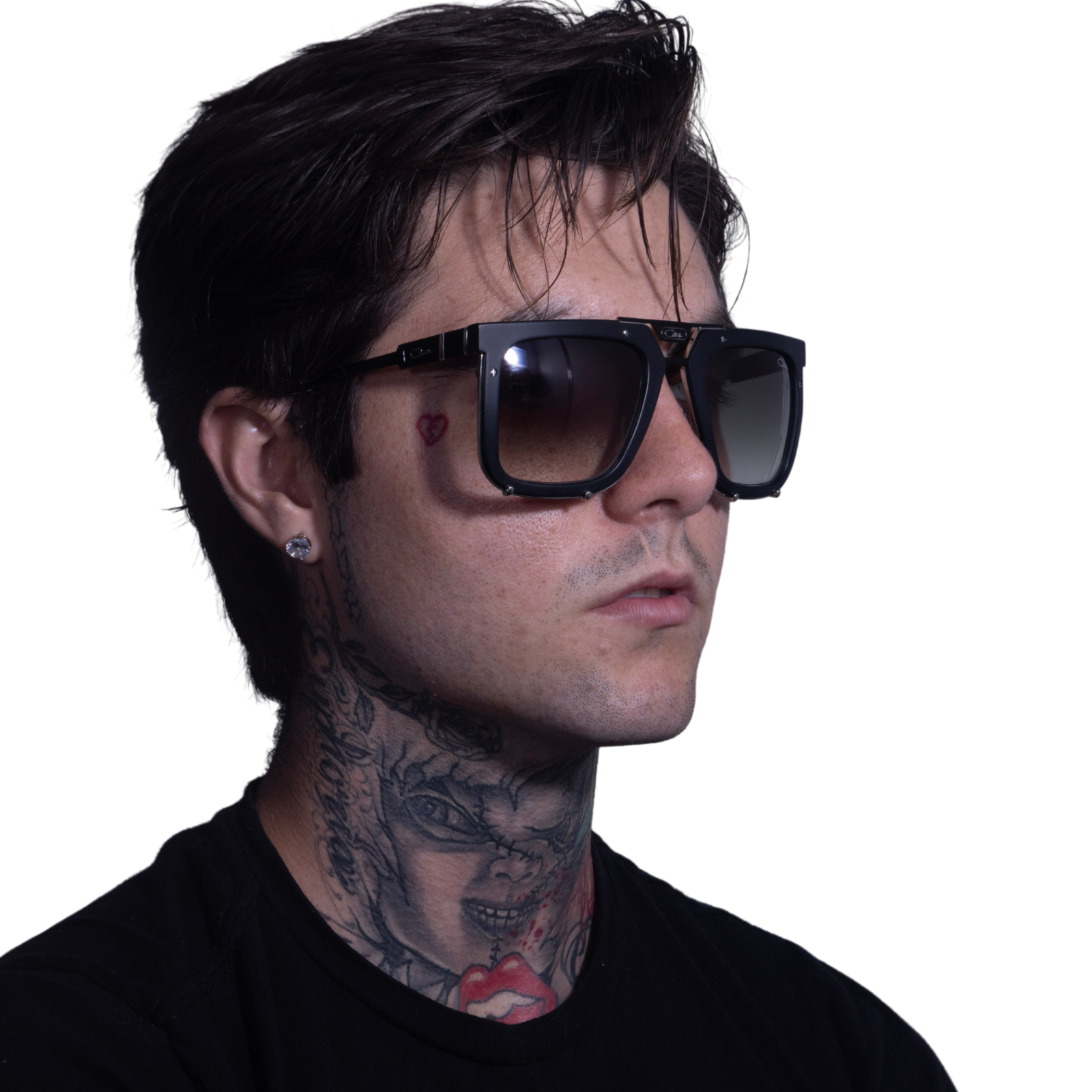 Pre-owned Cazal Rectangular Sunglasses 648-002 Black Silver Frame Green Gradient Lenses In Gray