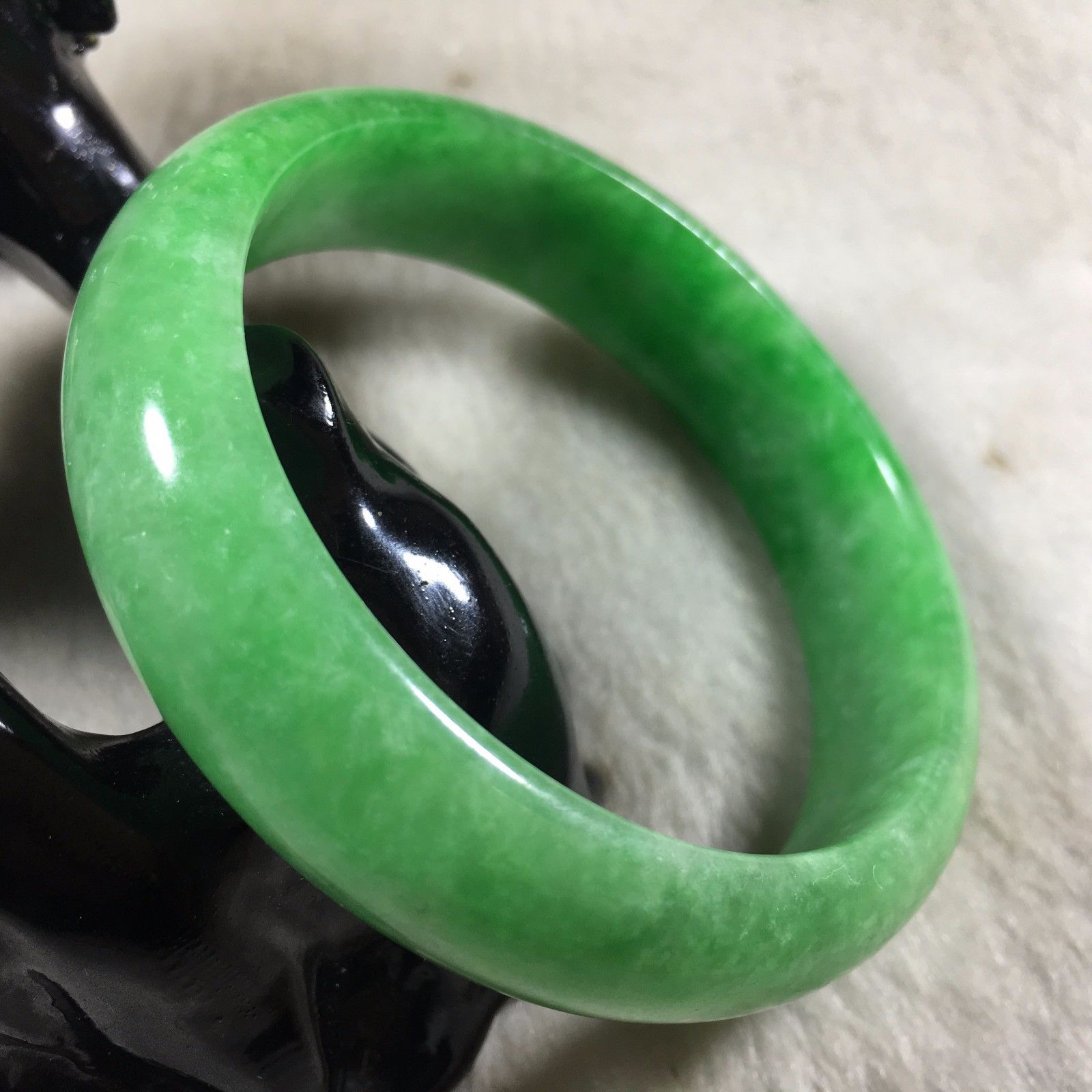Light Creamy Fei Cui 56 mm Green Jadeite Jade Bangle #501