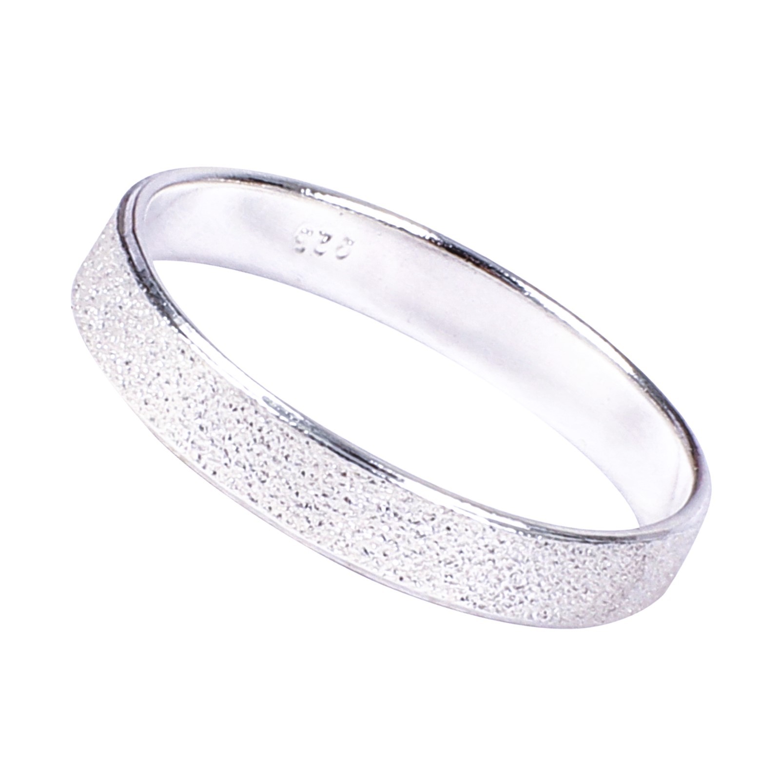 『BINGO RING SILVER』 925 Sterling Silver Sparkly Speckled 4mm Band Ring in Sizes