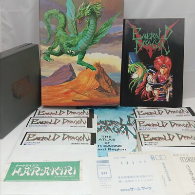 PC-8801 EMERALD DRAGON Disks Manual Box set for parts MAP