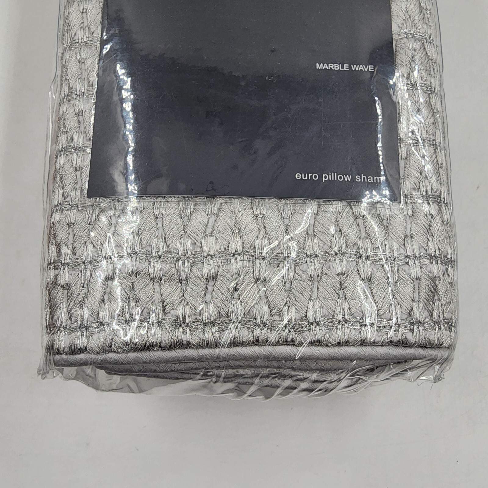 Hudson Park Collection Marble Wave Euro Pillow Sham 26 x 26in Silver Zip Closure - Picture 5 of 15