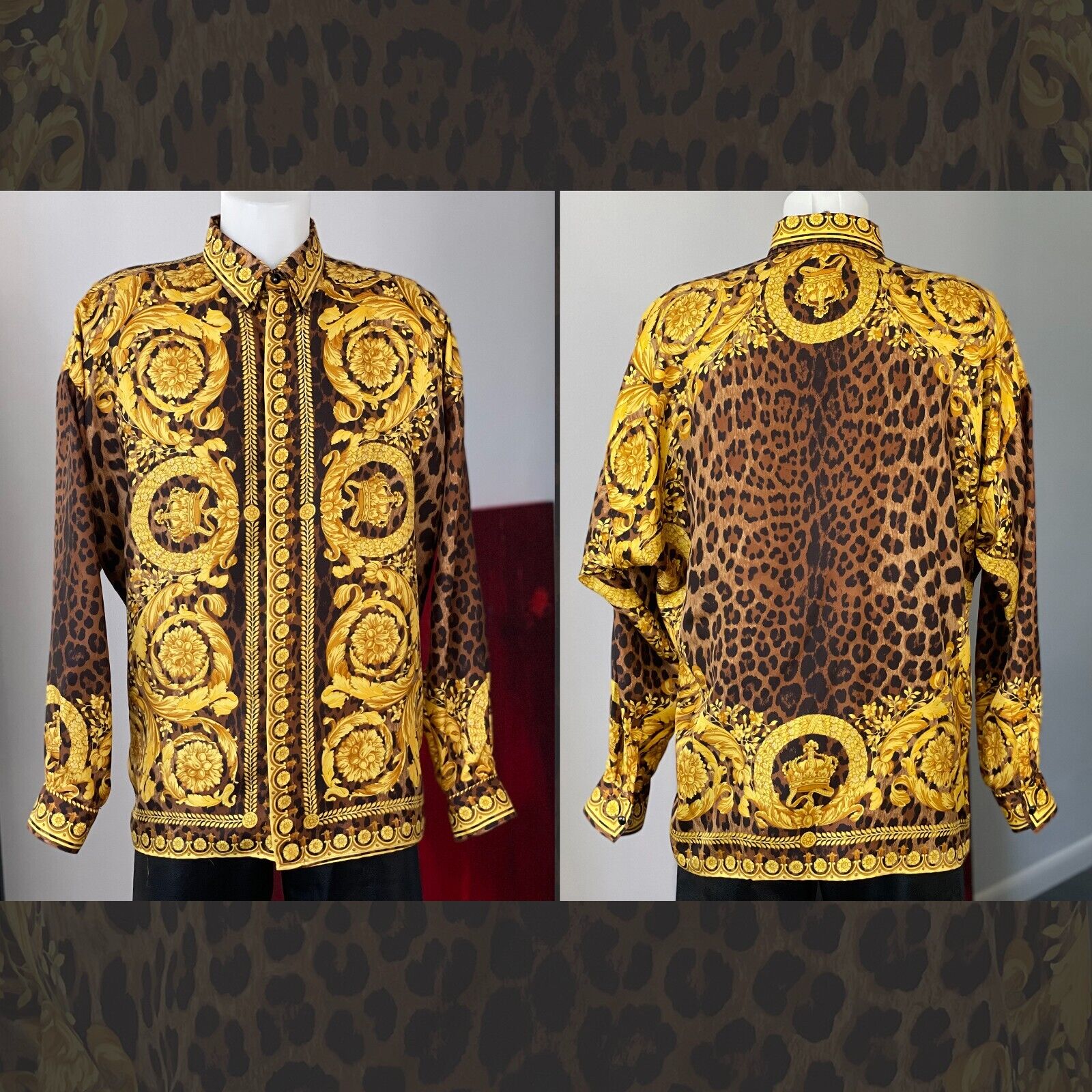 GIANNI VERSACE silk shirt Wild Baroque print size IT 52 from S/S 1992 GIANNI VERSACE silk shirt Wild Baroque print size IT 52 from S/S 1992