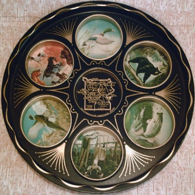 VINTAGE!! 1950-60's Yellow Stone National Park Souvenir Metal Drink Serving Tray