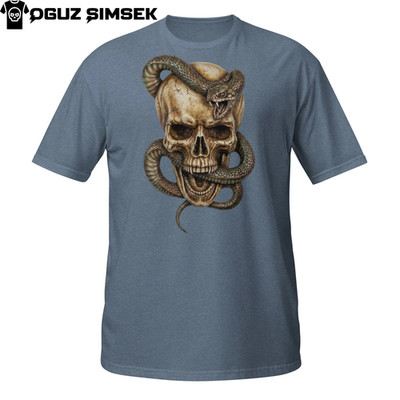 Gothic Skull & Snake T-Shirt - Serpent Wrapped Skull Art | Dark Graphic Tee
